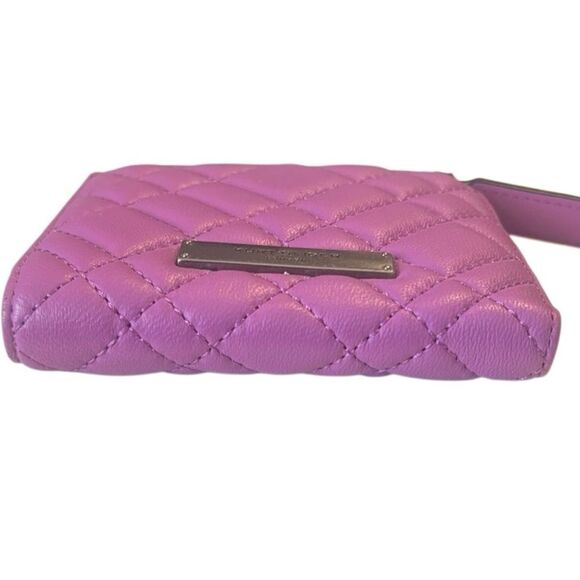 Kurt Geiger Purple  Leather Quilted Double Coin Bifold Wallet EUC - Picture 5 of 12
